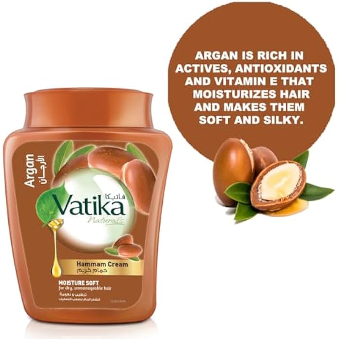 Vatika Naturals Moisture Soft Hammam Cream (225g) | Natural Extracts of Argan | Promotes Volume and Thick Hair Nourishment | For Men & Women - Image 3